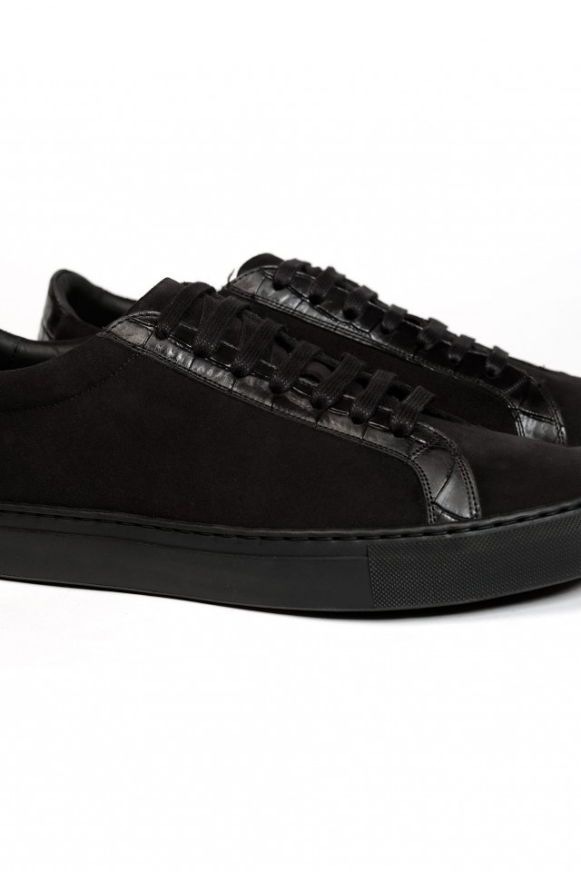 Black suede trainer