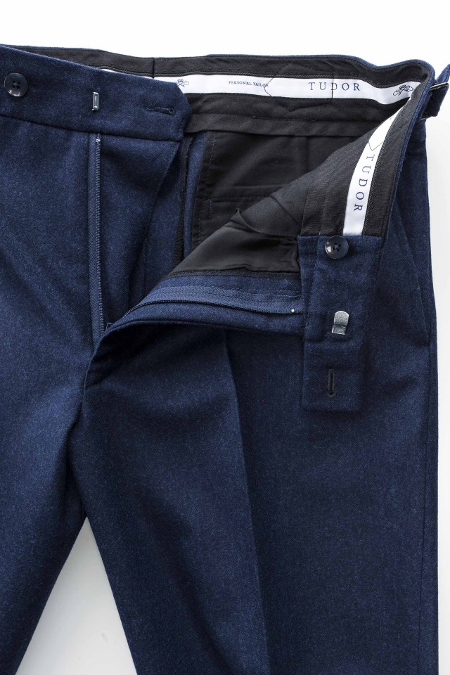 Pantaloni business flannel Albastru din Lana