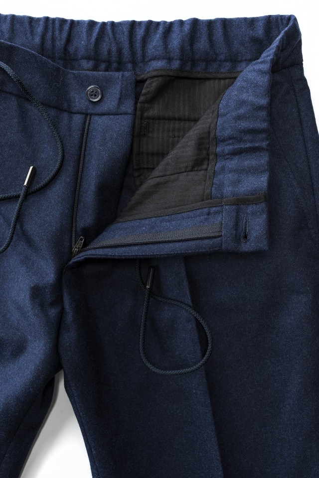 Pantaloni smart casual flannel Albastru din Lana