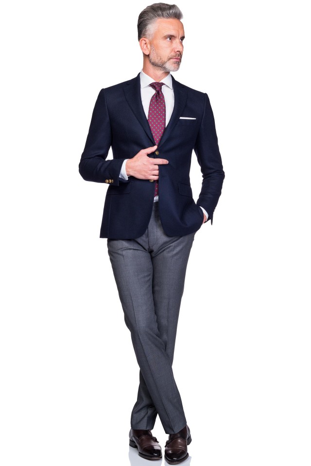 Costum Felix Albastru/Gri din Lana