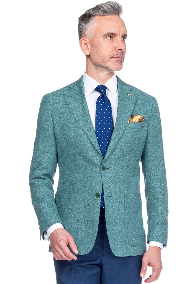 Sacou Greenland Verde din Lana, Matase, In