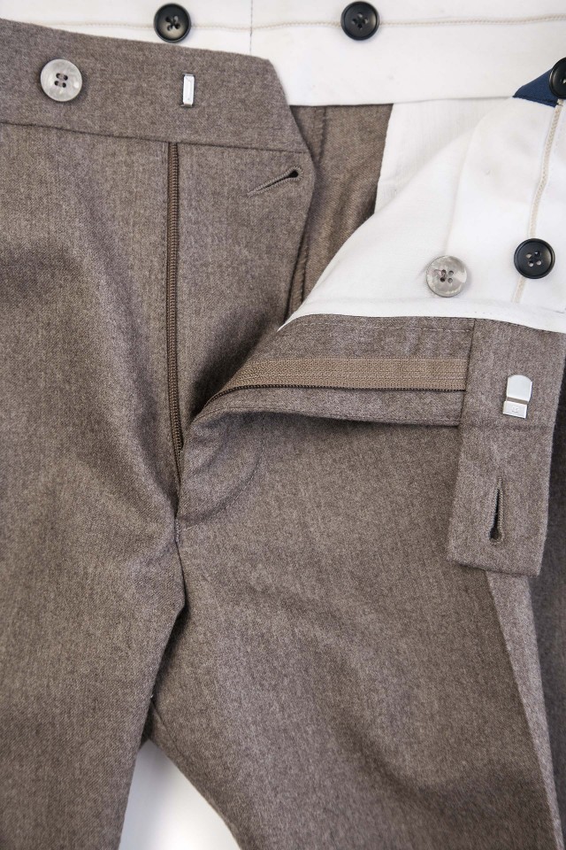 Pantalon Flannel Bart Bej din Lana