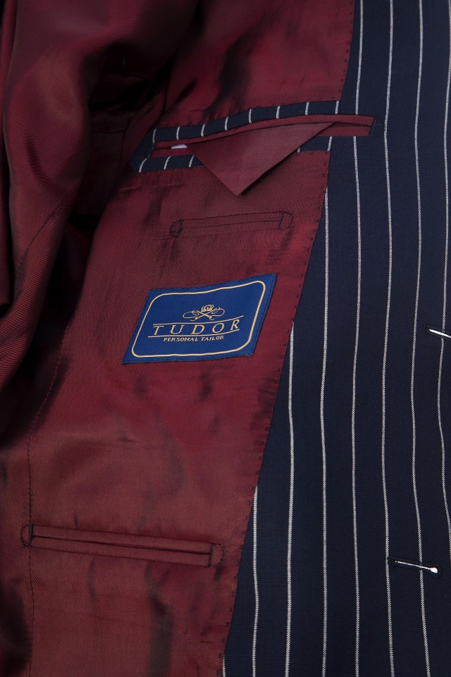 Costum Alanis Navy Stripe Bleumarin