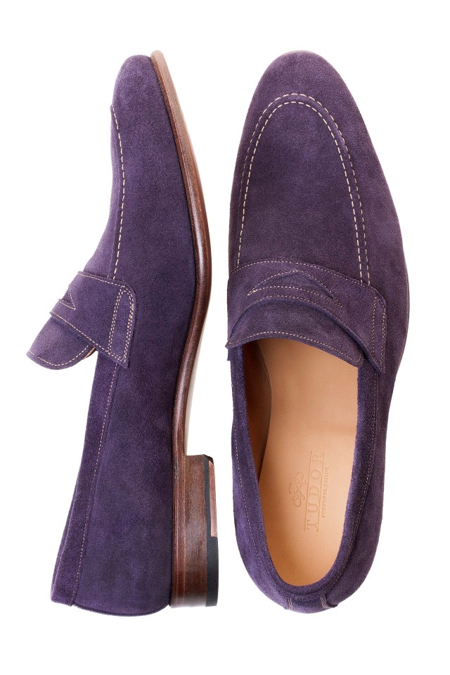 Pantofi loafers prugna suede