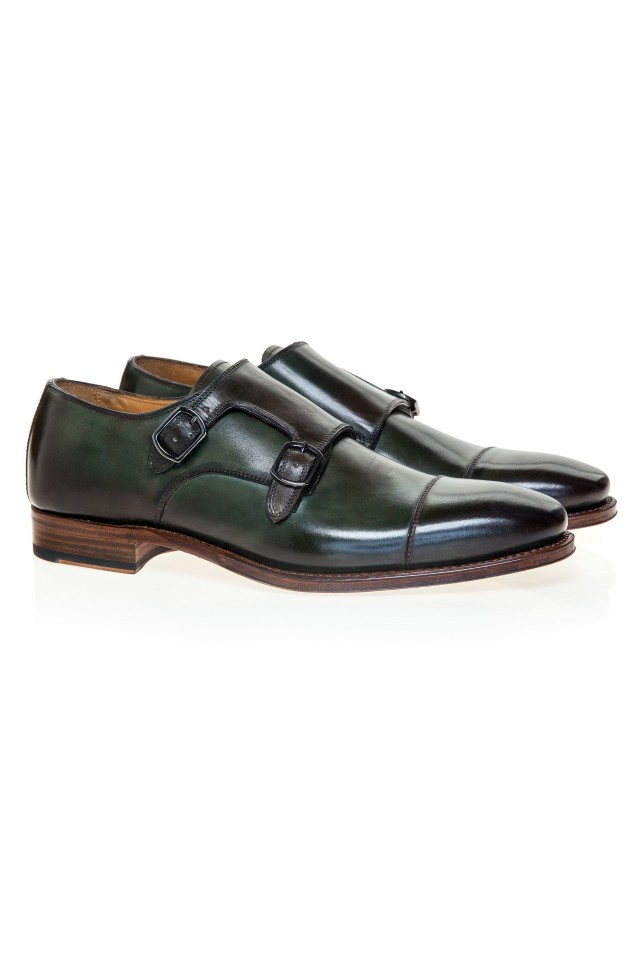 Double Monk Oliver Green Shoes
