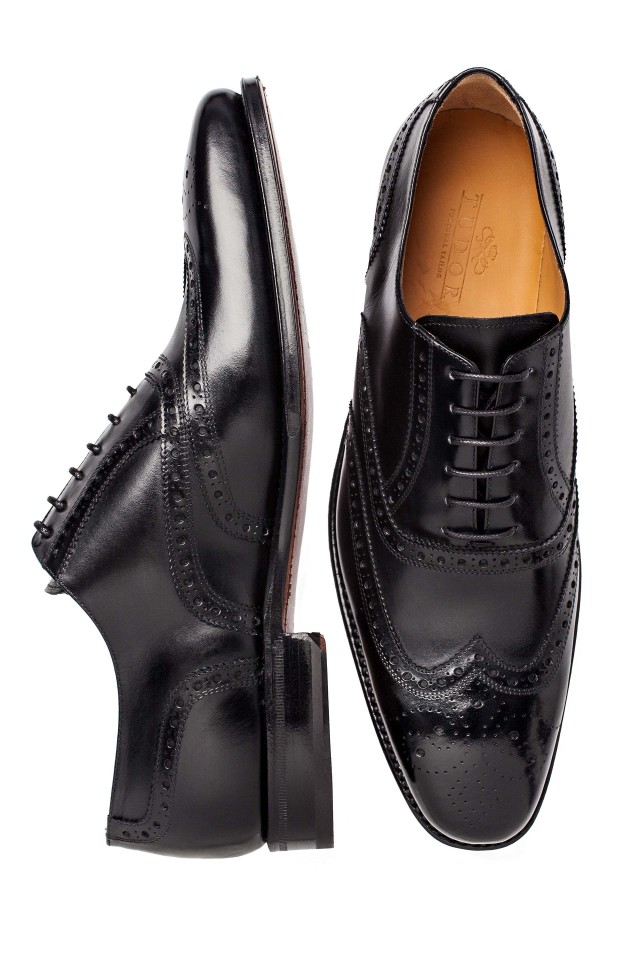 Black Oxford Full-Brogue Shoes