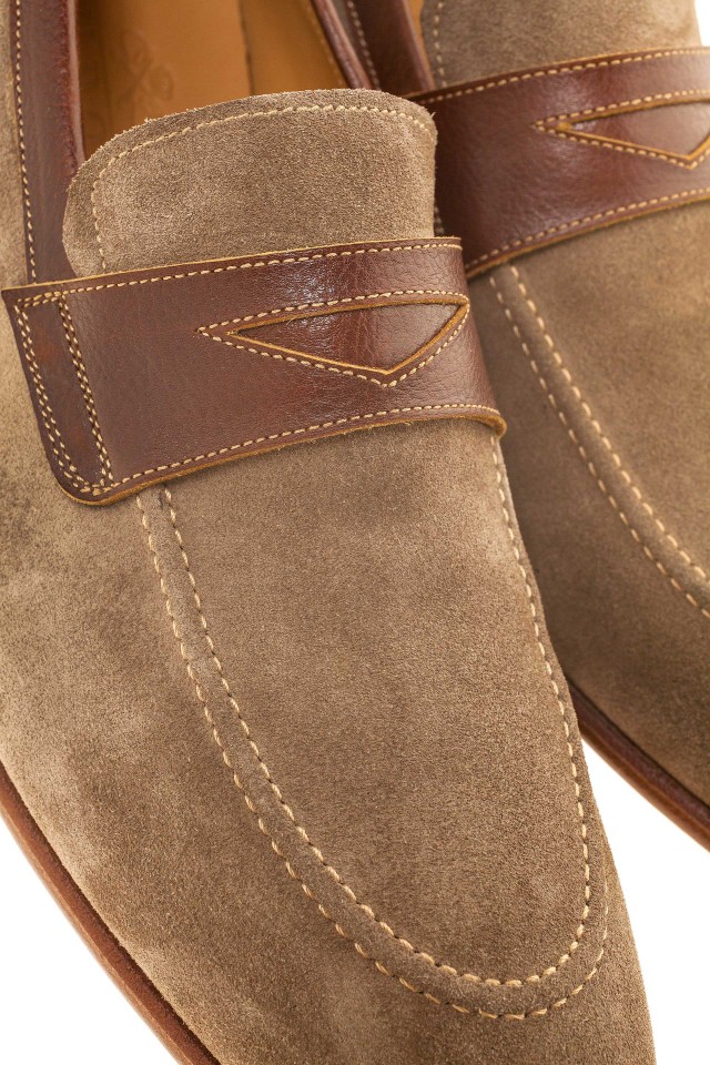 Beige suede loafers shoes