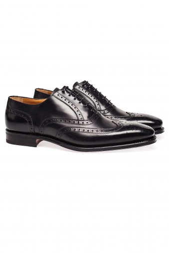 Black Oxford Full-Brogue Shoes
