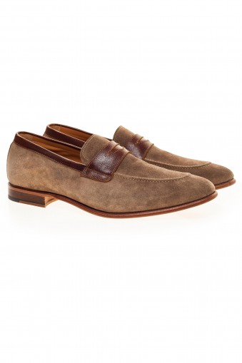 Beige suede loafers shoes