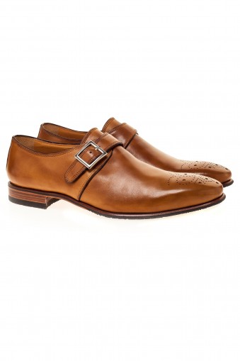 Brown single monk strap shoes